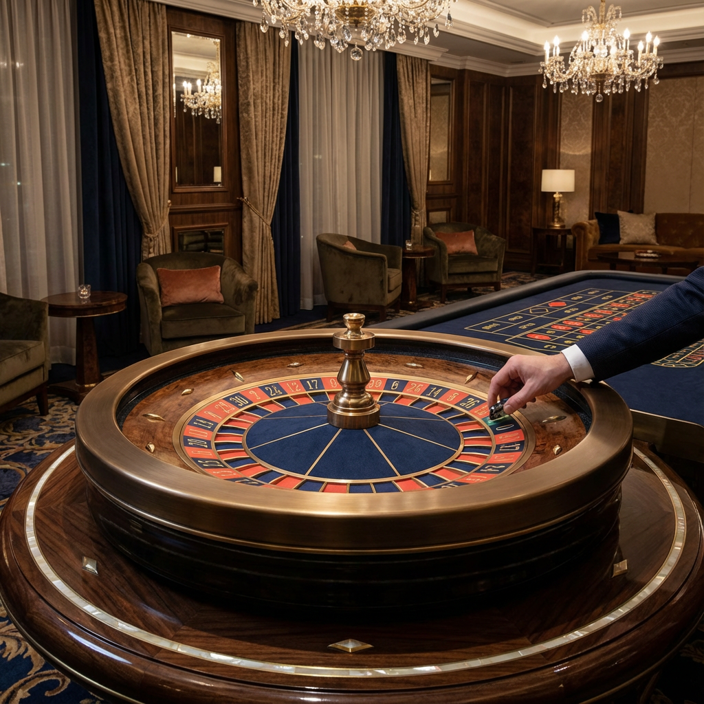 Roleta europeia de luxo com acabamento dourado